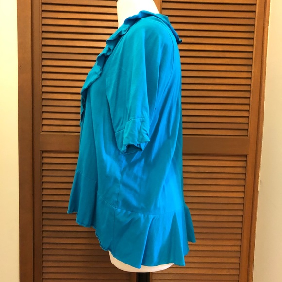 Lane Bryant blue ruffle trim cardigan 22/24 - Picture 4 of 8
